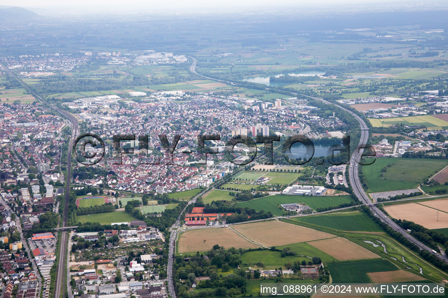 Vue oblique de Bensheim dans le département Hesse, Allemagne