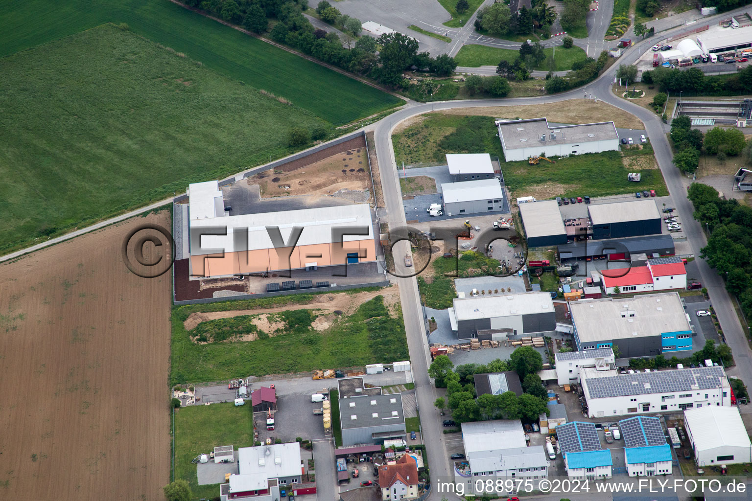 Vue oblique de Zone industrielle W à Bensheim dans le département Hesse, Allemagne