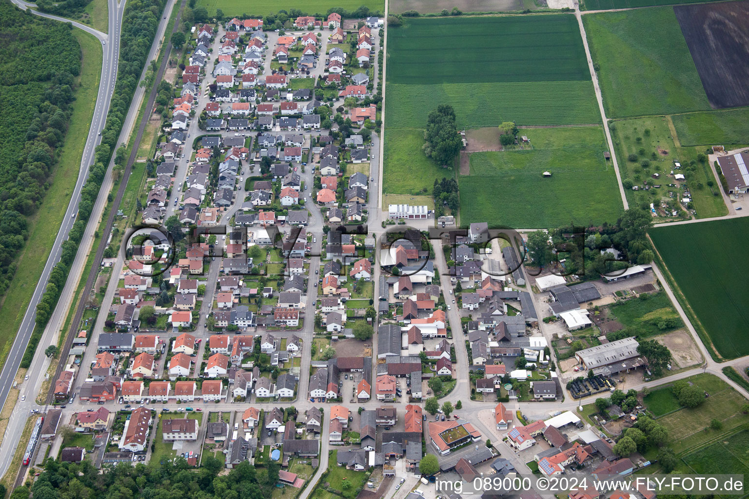 Quartier Riedrode in Bürstadt dans le département Hesse, Allemagne d'en haut