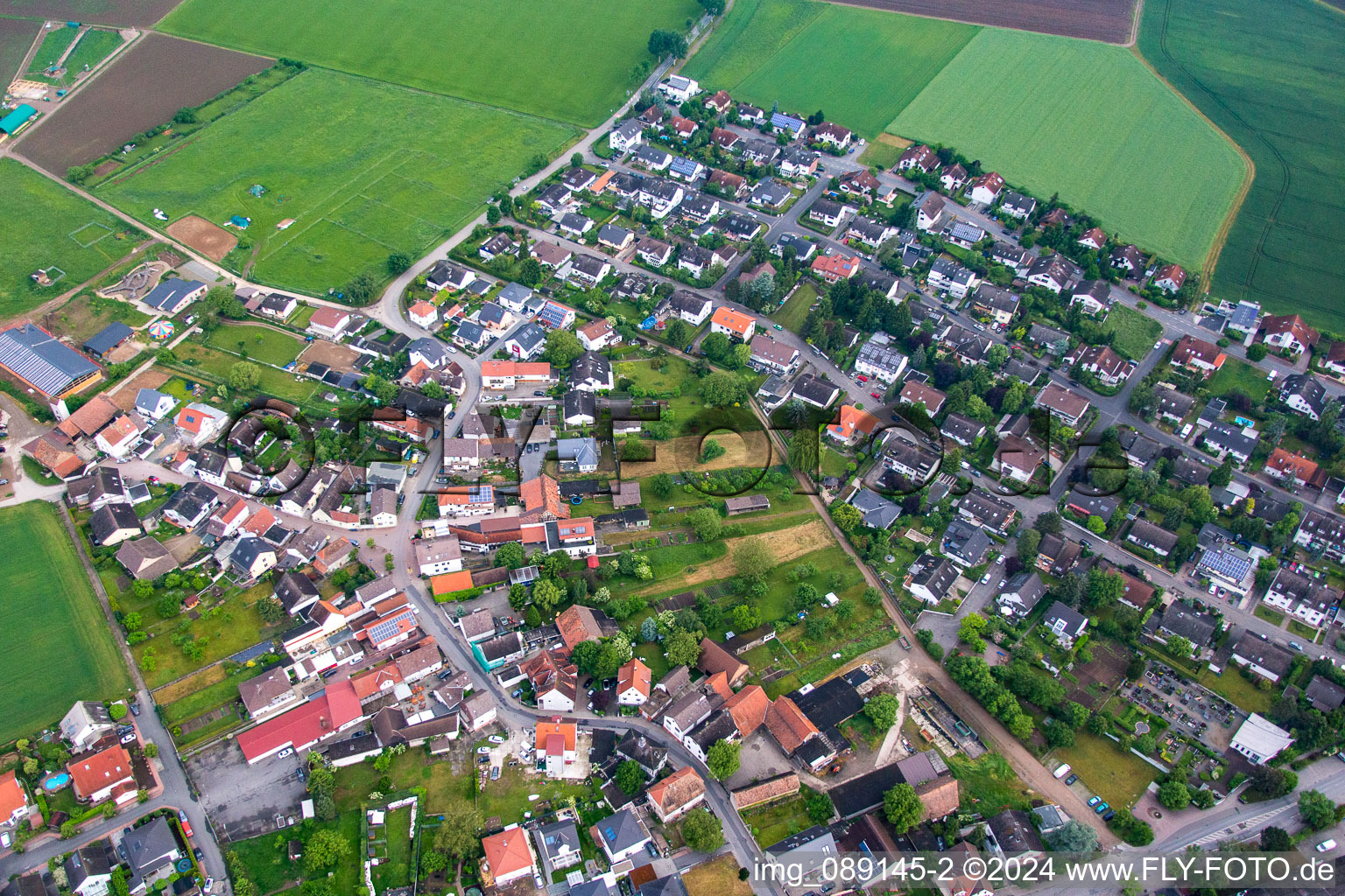 Vue oblique de Quartier Rodau in Zwingenberg dans le département Hesse, Allemagne