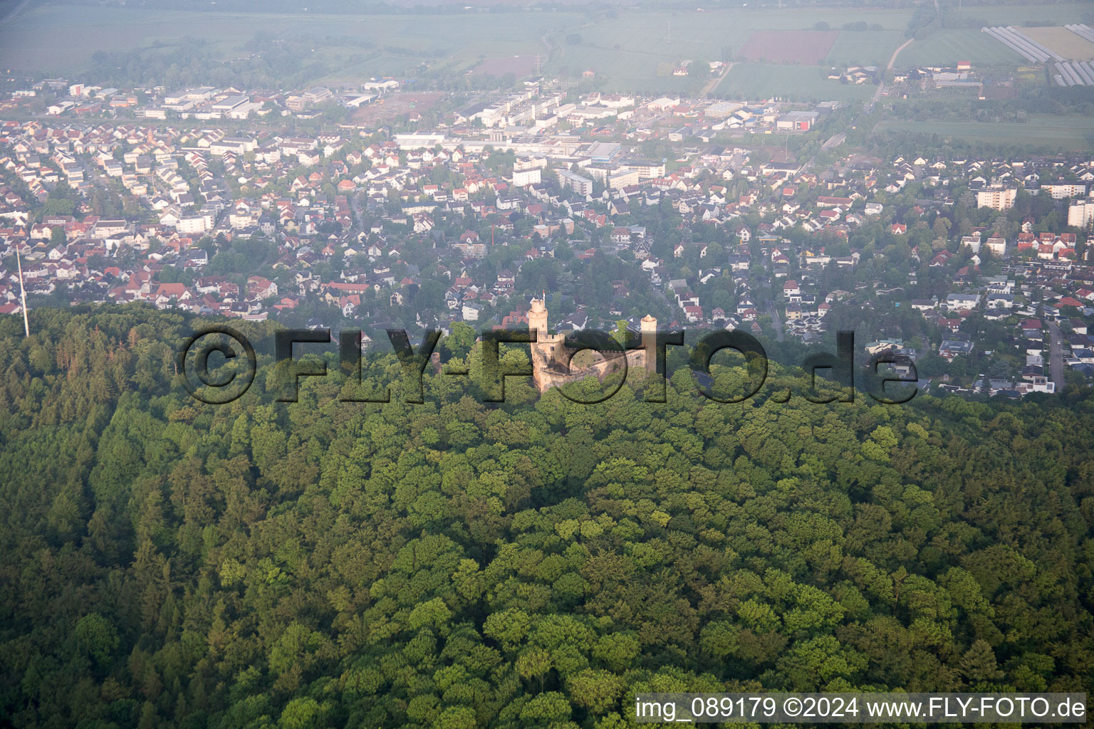 Vue oblique de Verrouiller Auerbach à le quartier Auerbach in Bensheim dans le département Hesse, Allemagne