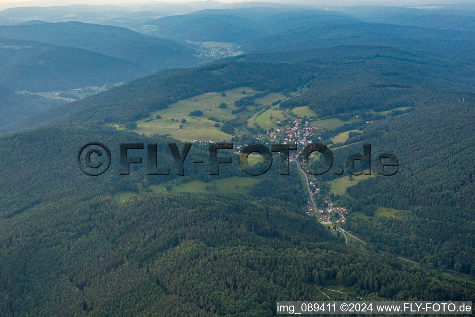 Vue oblique de Quartier Langenthal in Hirschhorn dans le département Hesse, Allemagne