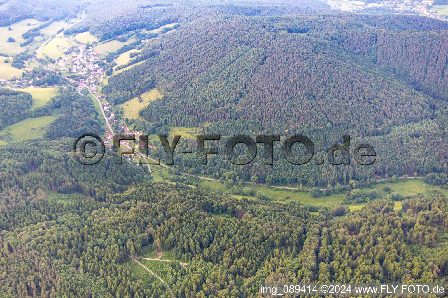 Quartier Langenthal in Hirschhorn dans le département Hesse, Allemagne vue d'en haut