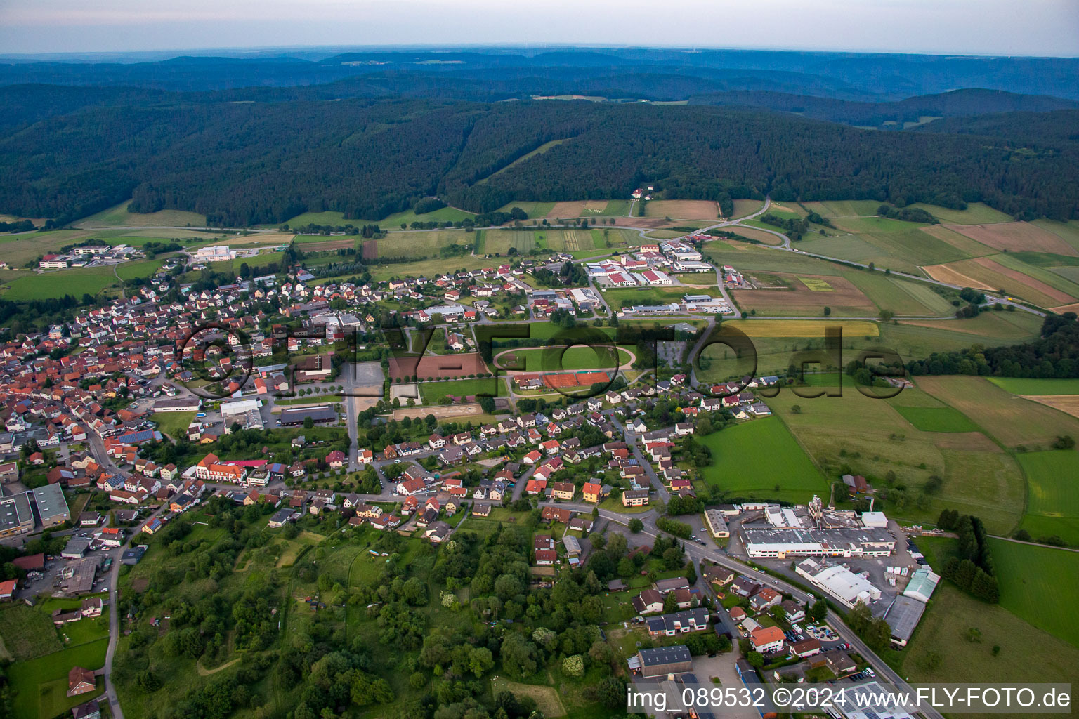 Quartier Beerfelden in Oberzent dans le département Hesse, Allemagne depuis l'avion