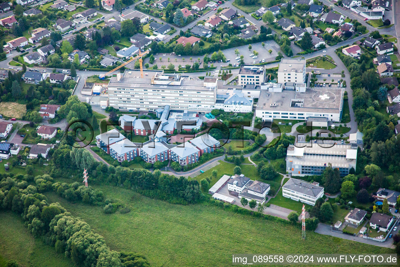 Vue aérienne de Hôpital de district Erbach à Erbach dans le département Hesse, Allemagne