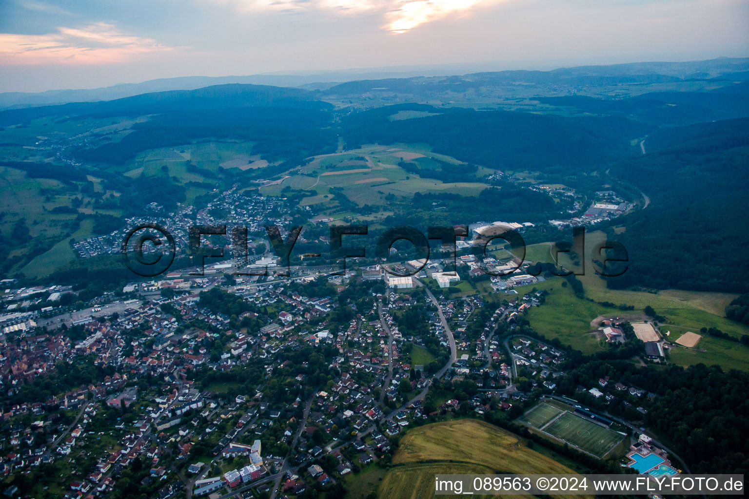 Vue aérienne de Waldstr. à Michelstadt dans le département Hesse, Allemagne