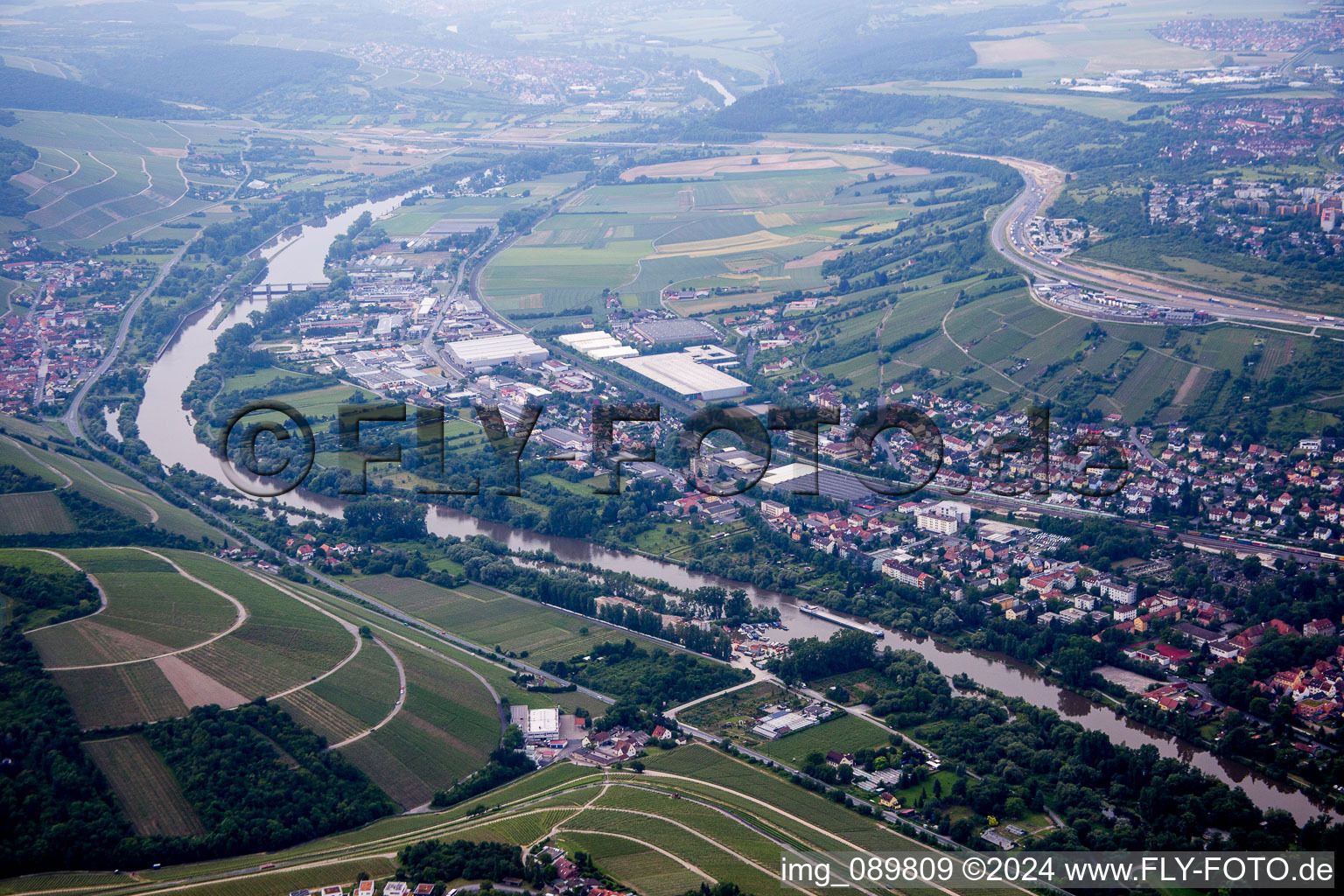 Vue oblique de Würzburg dans le département Bavière, Allemagne