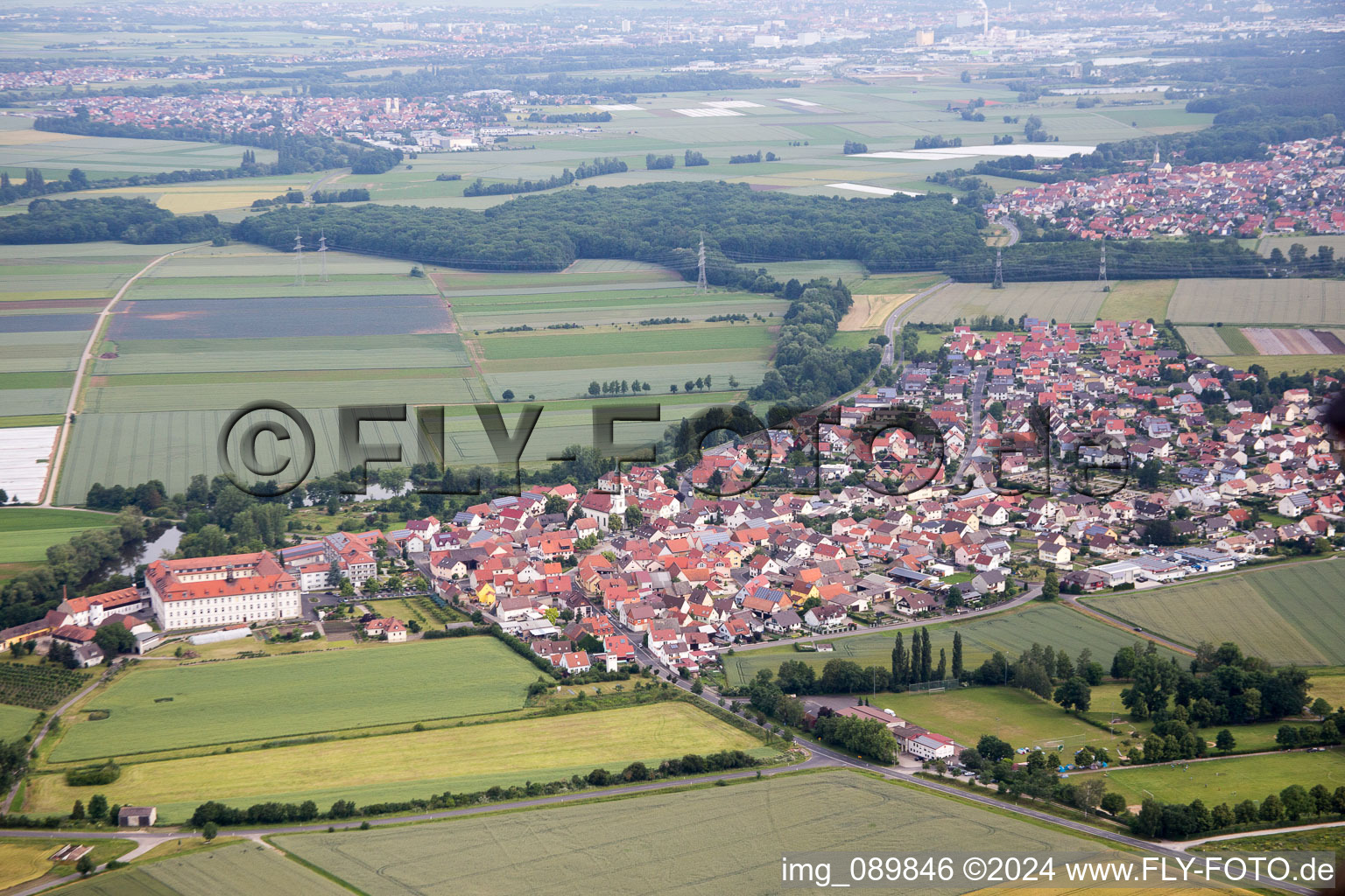 Vue oblique de Quartier Heidenfeld in Röthlein dans le département Bavière, Allemagne