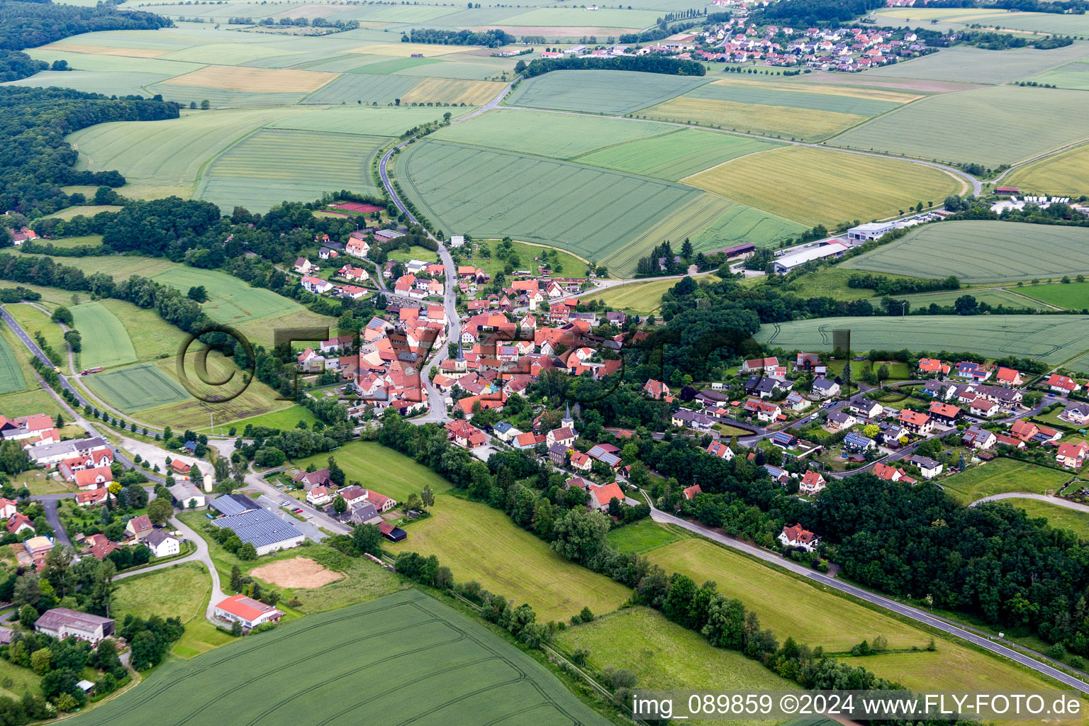 Vue aérienne de Quartier Rothhausen in Thundorf in Unterfranken dans le département Bavière, Allemagne