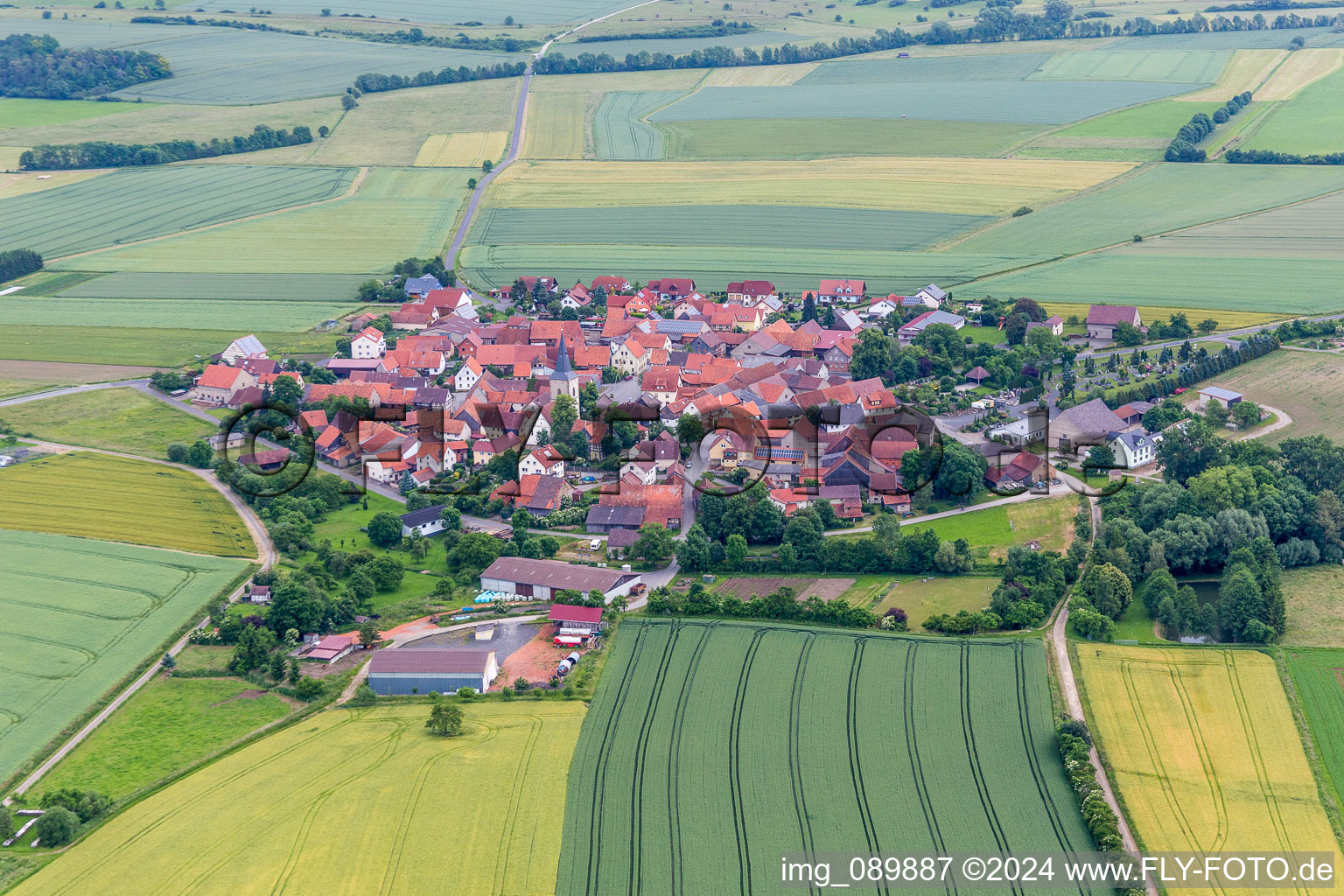 Vue aérienne de Dans le quartier Rothausen à Höchheim à Rothausen dans le département Bavière, Allemagne