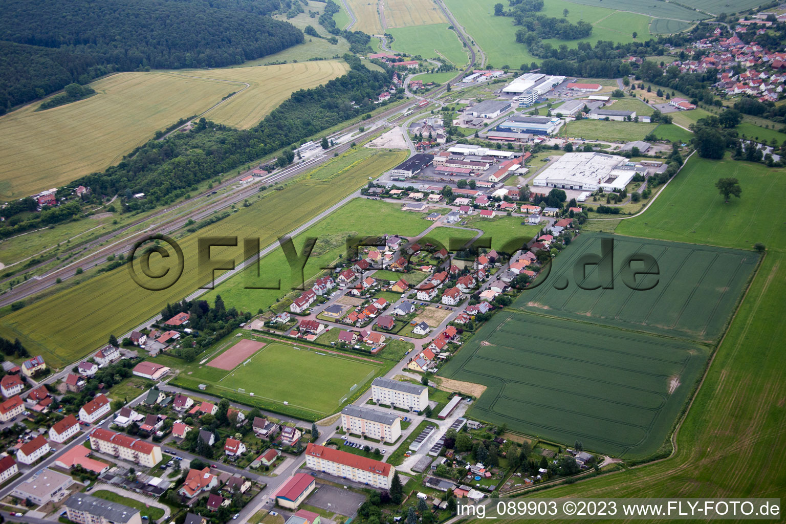 Vue aérienne de Obermaßfeld-Grimmenthal dans le département Thuringe, Allemagne