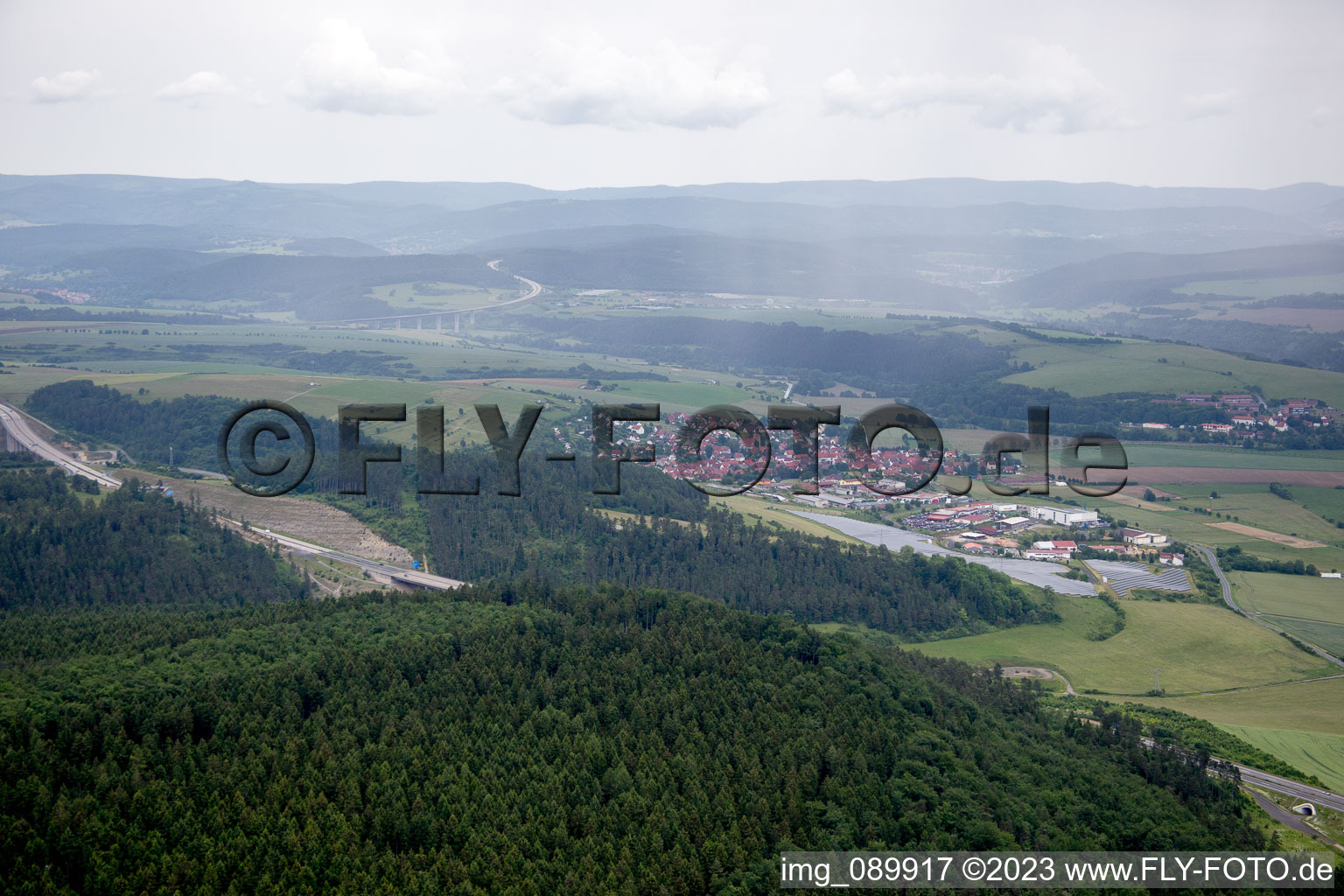 Photographie aérienne de Ellingshausen dans le département Thuringe, Allemagne