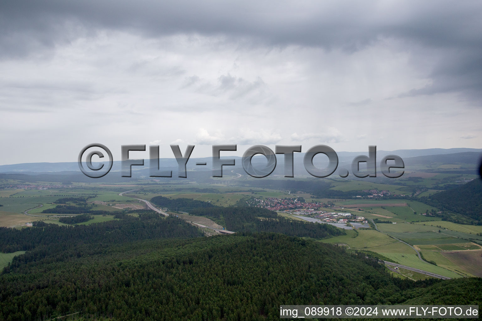 Vue oblique de Ellingshausen dans le département Thuringe, Allemagne