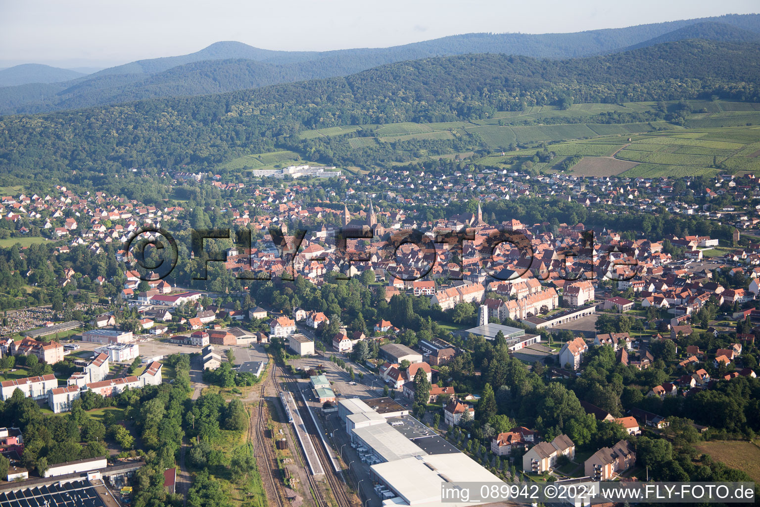 Vue oblique de Wissembourg dans le département Bas Rhin, France