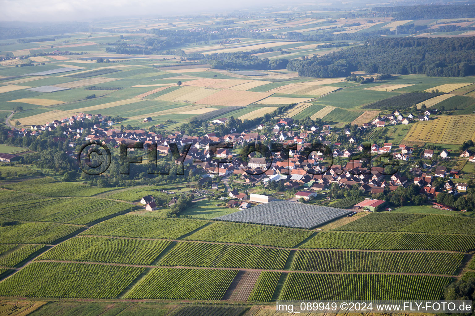 Vue oblique de Oberhoffen-lès-Wissembourg dans le département Bas Rhin, France