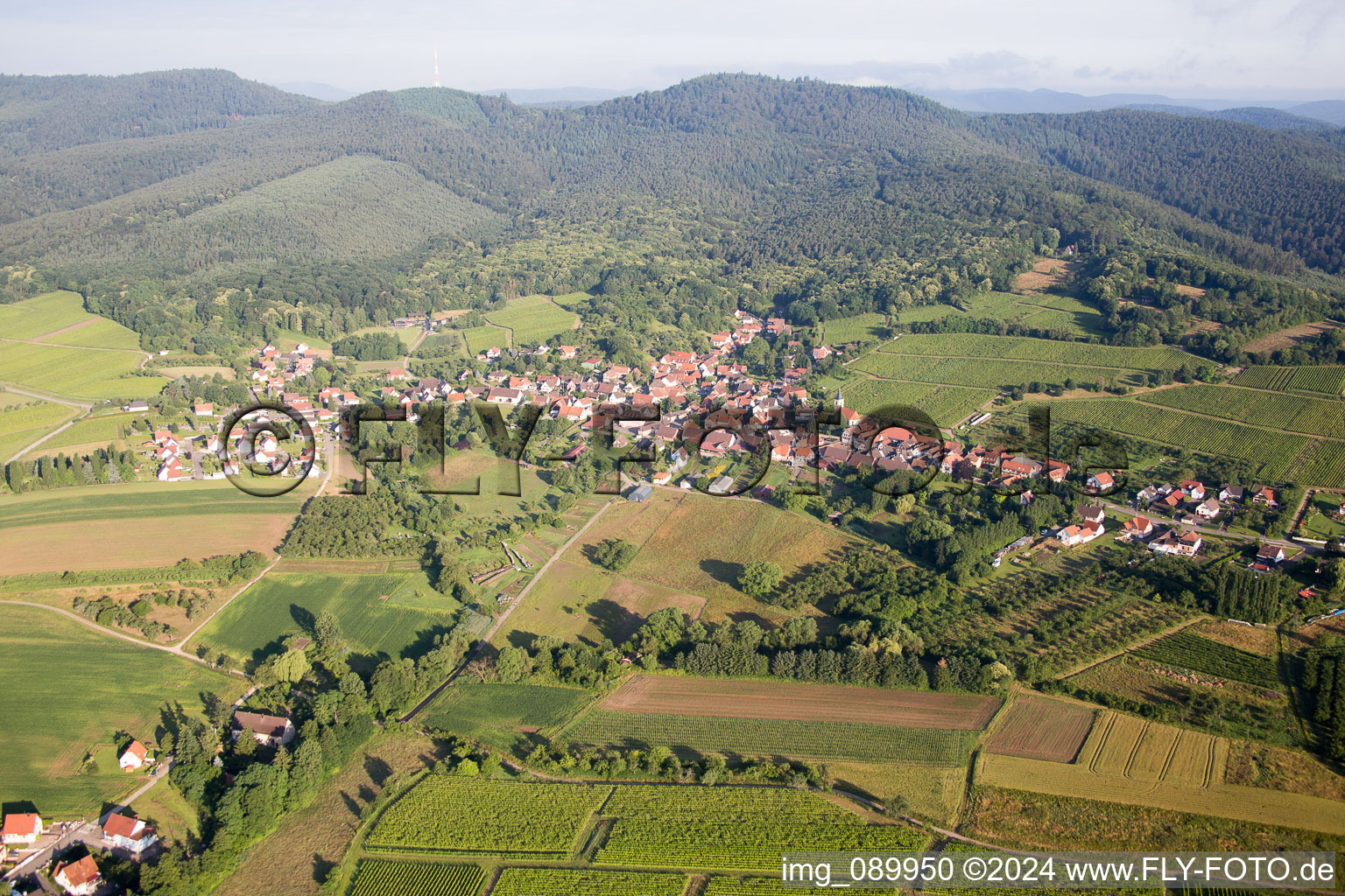 Vue d'oiseau de Rott dans le département Bas Rhin, France