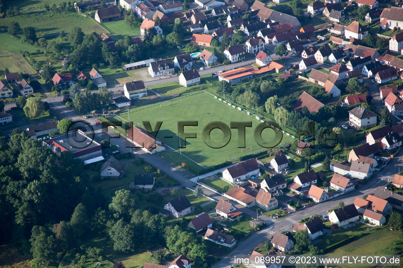 Vue aérienne de Riedseltz dans le département Bas Rhin, France