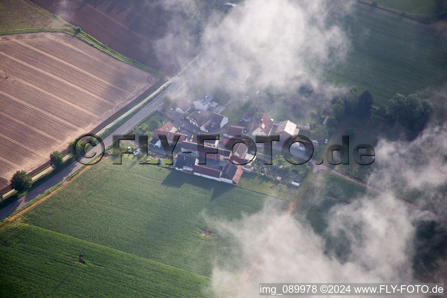 Minfeld dans le département Rhénanie-Palatinat, Allemagne du point de vue du drone