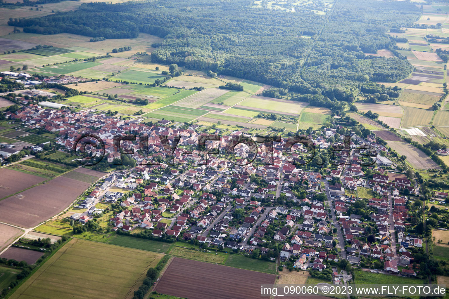 Vue aérienne de Zeiskam dans le département Rhénanie-Palatinat, Allemagne