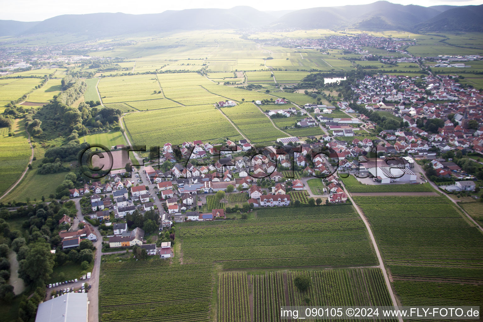 Kirrweiler dans le département Rhénanie-Palatinat, Allemagne du point de vue du drone