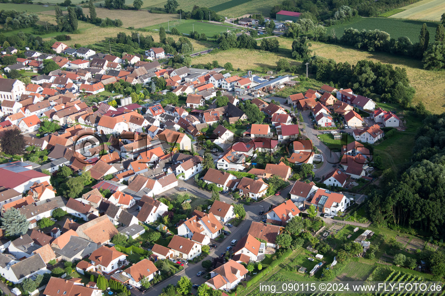 Venningen dans le département Rhénanie-Palatinat, Allemagne du point de vue du drone