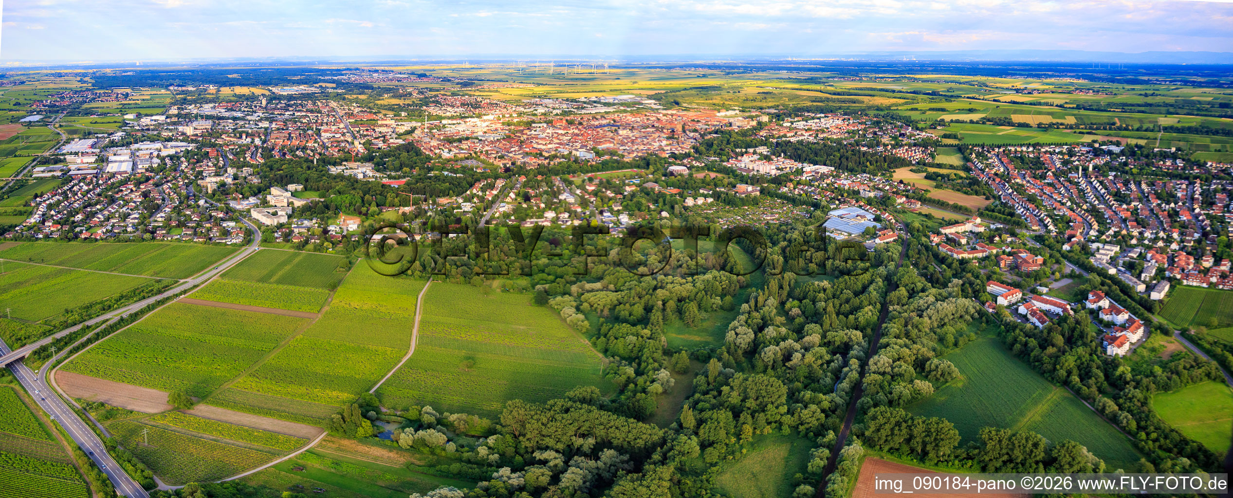 Vue aérienne de Panorama de la ville depuis le nord-ouest à Landau in der Pfalz dans le département Rhénanie-Palatinat, Allemagne