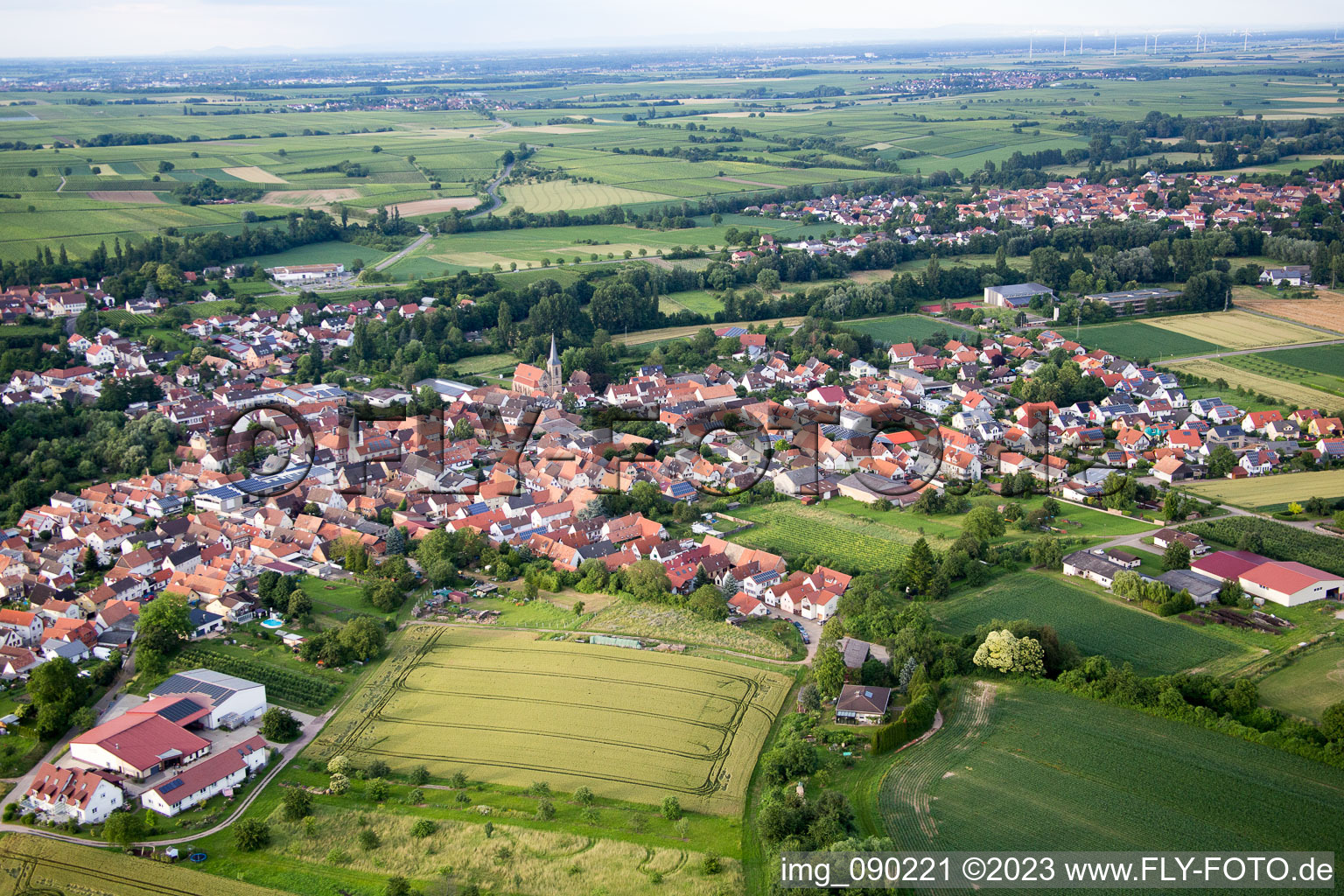 Quartier Ingenheim in Billigheim-Ingenheim dans le département Rhénanie-Palatinat, Allemagne vue du ciel