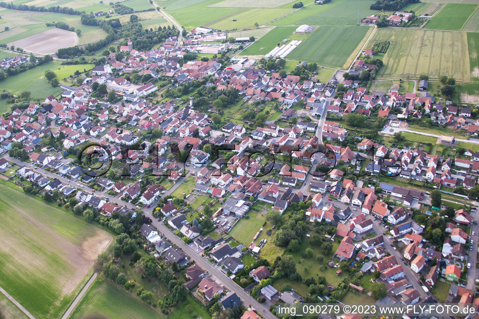 Vue aérienne de Minfeld dans le département Rhénanie-Palatinat, Allemagne