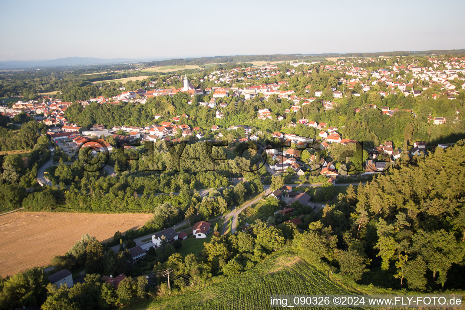 Vue aérienne de Bach à Landau an der Isar dans le département Bavière, Allemagne