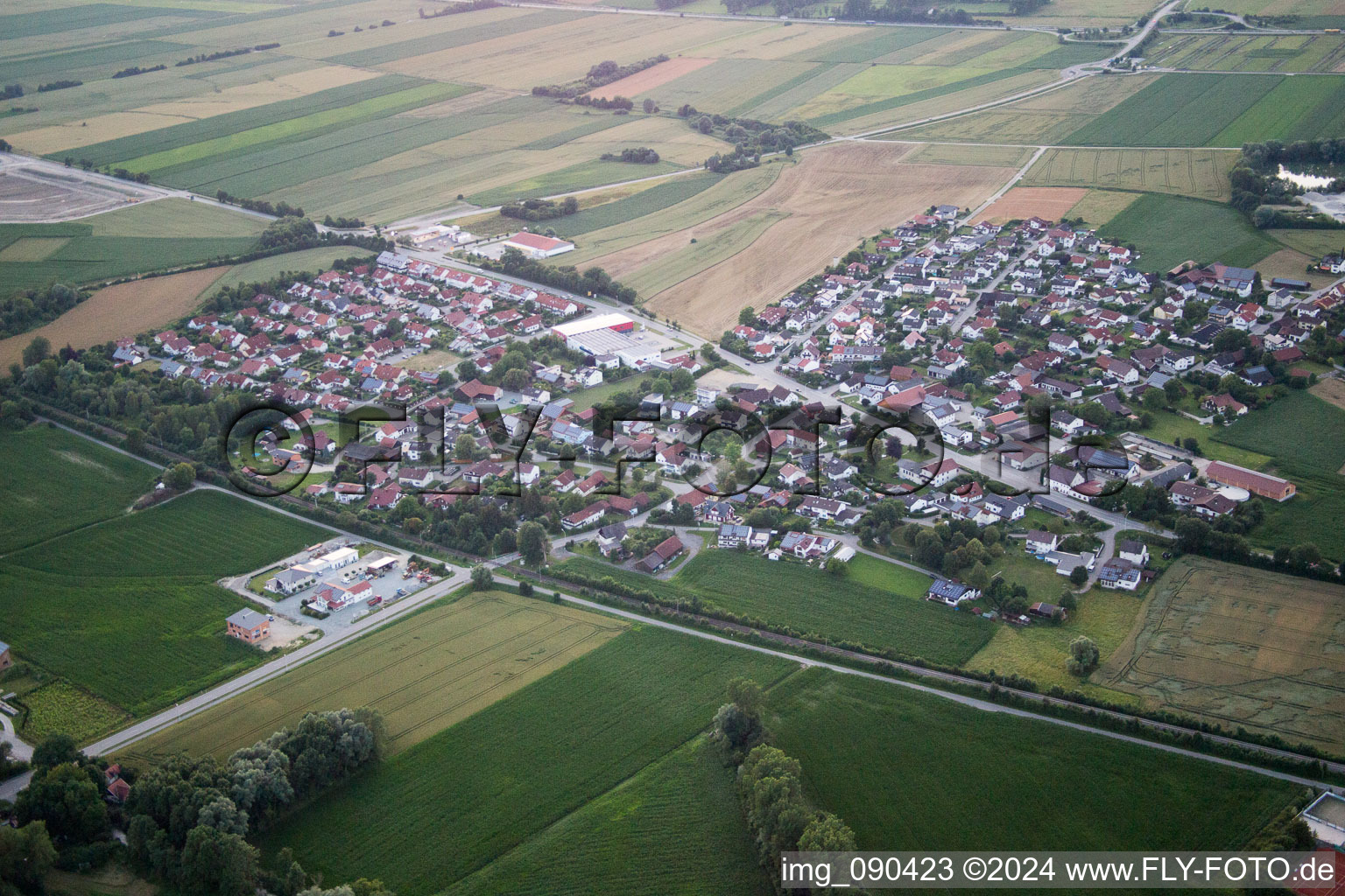 Vue aérienne de Gottfriedingerschwaige dans le département Bavière, Allemagne