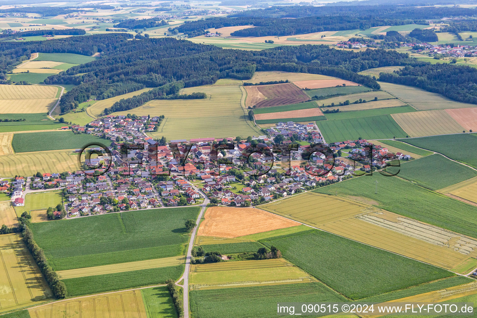 Vue aérienne de Quartier Dornwang in Moosthenning dans le département Bavière, Allemagne