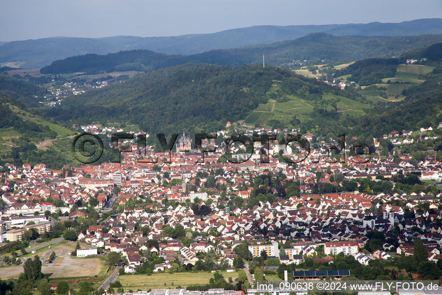 Vue d'oiseau de Bensheim dans le département Hesse, Allemagne