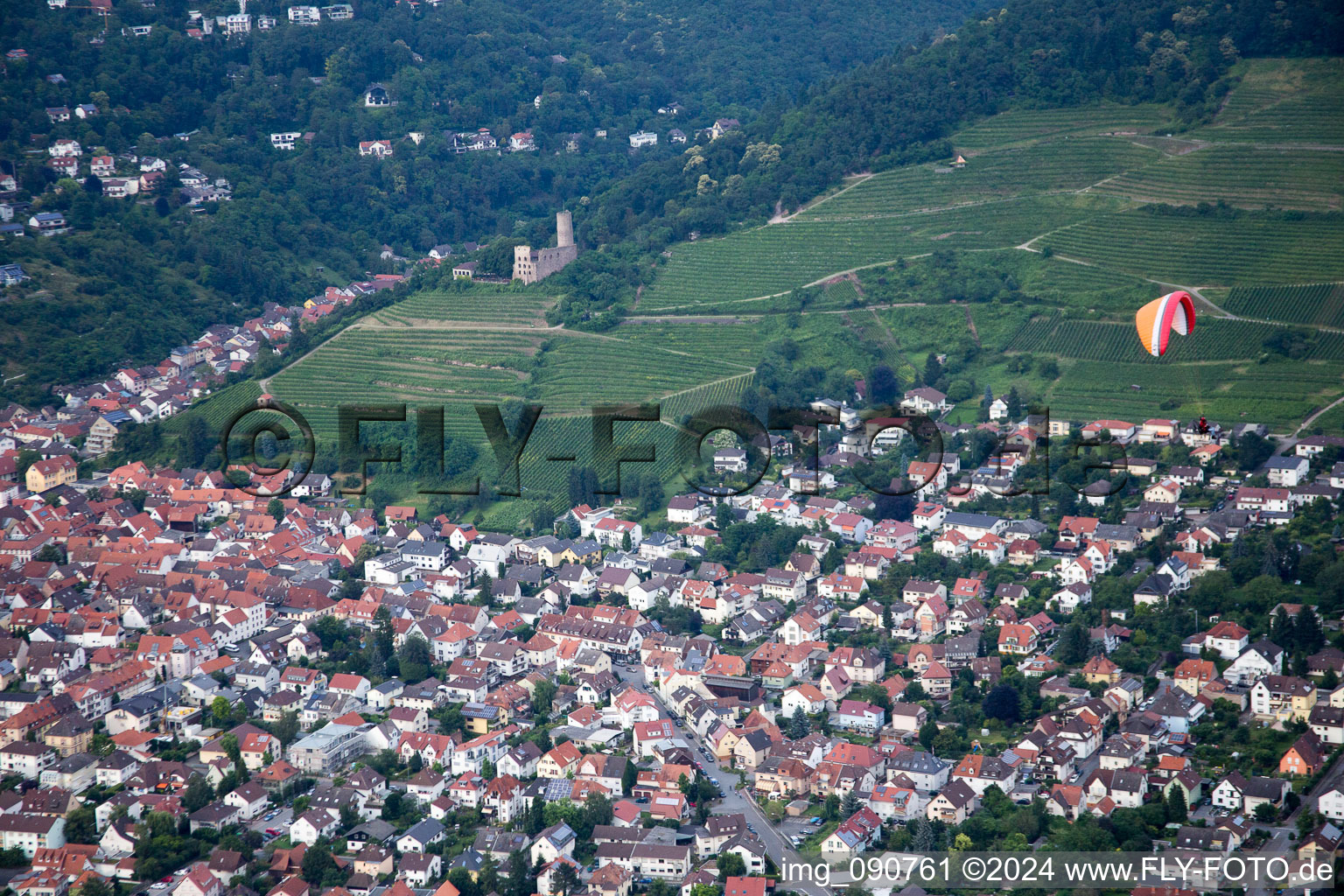 Vue d'oiseau de Schriesheim dans le département Bade-Wurtemberg, Allemagne