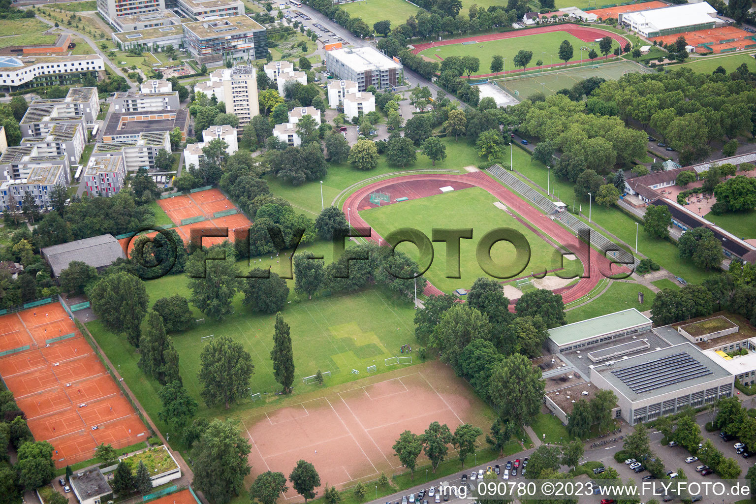 Vue aérienne de Parc des Lions, Arène des Lions à le quartier Handschuhsheimer in Heidelberg dans le département Bade-Wurtemberg, Allemagne