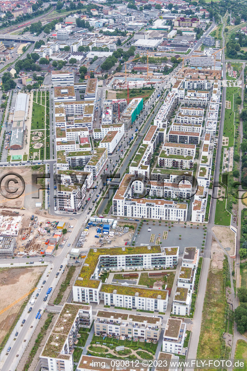 Vue aérienne de Quartier Bahnstadt in Heidelberg dans le département Bade-Wurtemberg, Allemagne