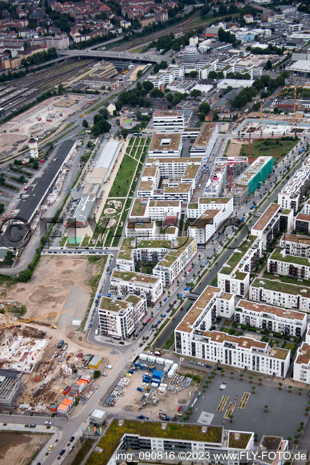 Vue oblique de Quartier Bahnstadt in Heidelberg dans le département Bade-Wurtemberg, Allemagne