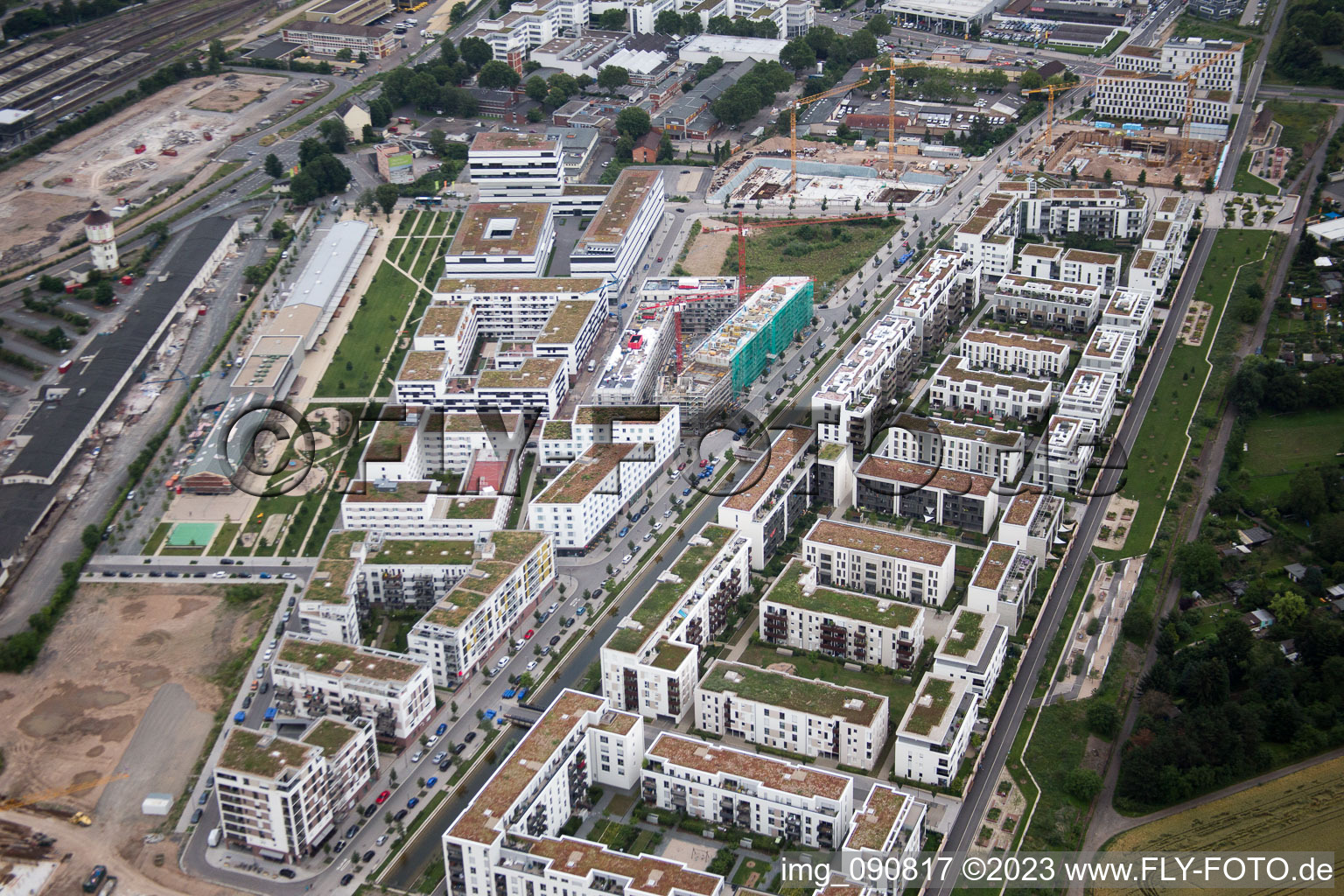 Quartier Bahnstadt in Heidelberg dans le département Bade-Wurtemberg, Allemagne d'en haut