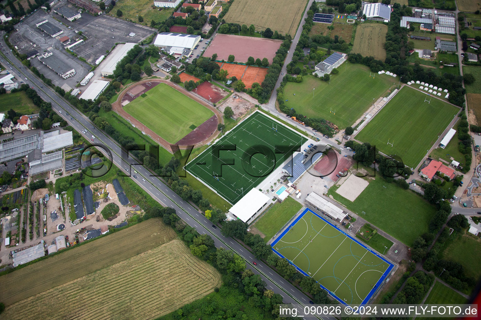 Vue aérienne de Club de hockey à le quartier Am Kirchheimer Weg in Heidelberg dans le département Bade-Wurtemberg, Allemagne