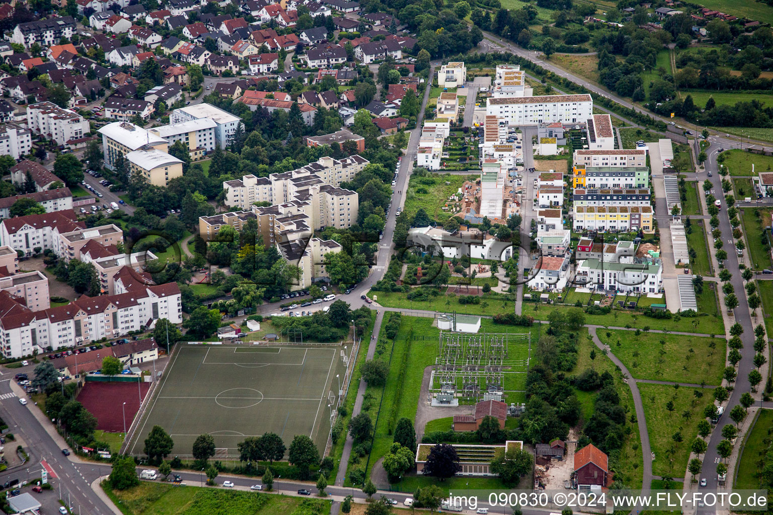 Vue aérienne de Zone de peuplement à le quartier Kirchheim in Heidelberg dans le département Bade-Wurtemberg, Allemagne