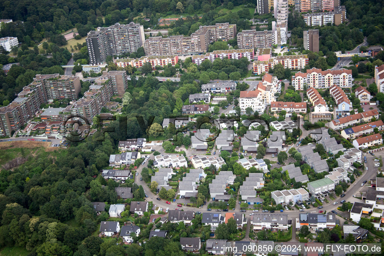 Vue oblique de Quartier Emmertsgrund in Heidelberg dans le département Bade-Wurtemberg, Allemagne