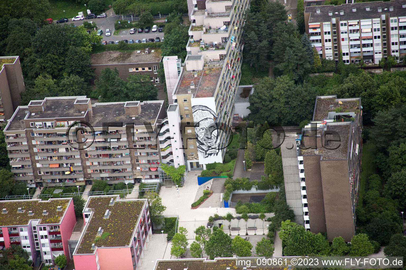 Vue aérienne de Passage d'Emmertsgrund à le quartier Emmertsgrund in Heidelberg dans le département Bade-Wurtemberg, Allemagne