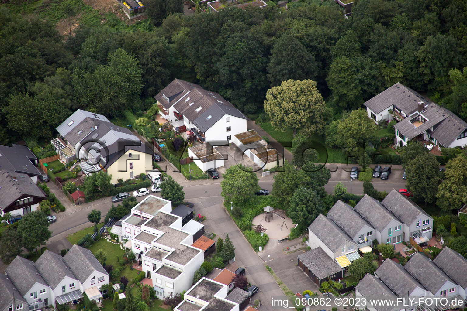 Vue aérienne de Bothestr à le quartier Emmertsgrund in Heidelberg dans le département Bade-Wurtemberg, Allemagne