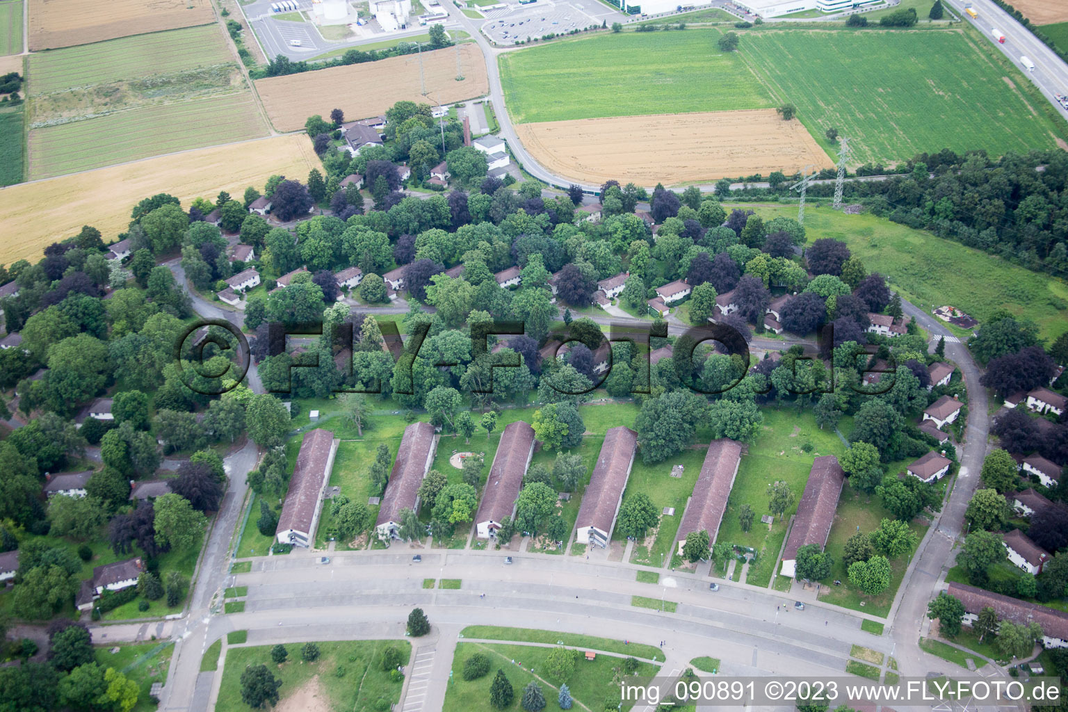 Vue oblique de HD - Pattrik Henry Village à le quartier Patrick Henry Village in Heidelberg dans le département Bade-Wurtemberg, Allemagne