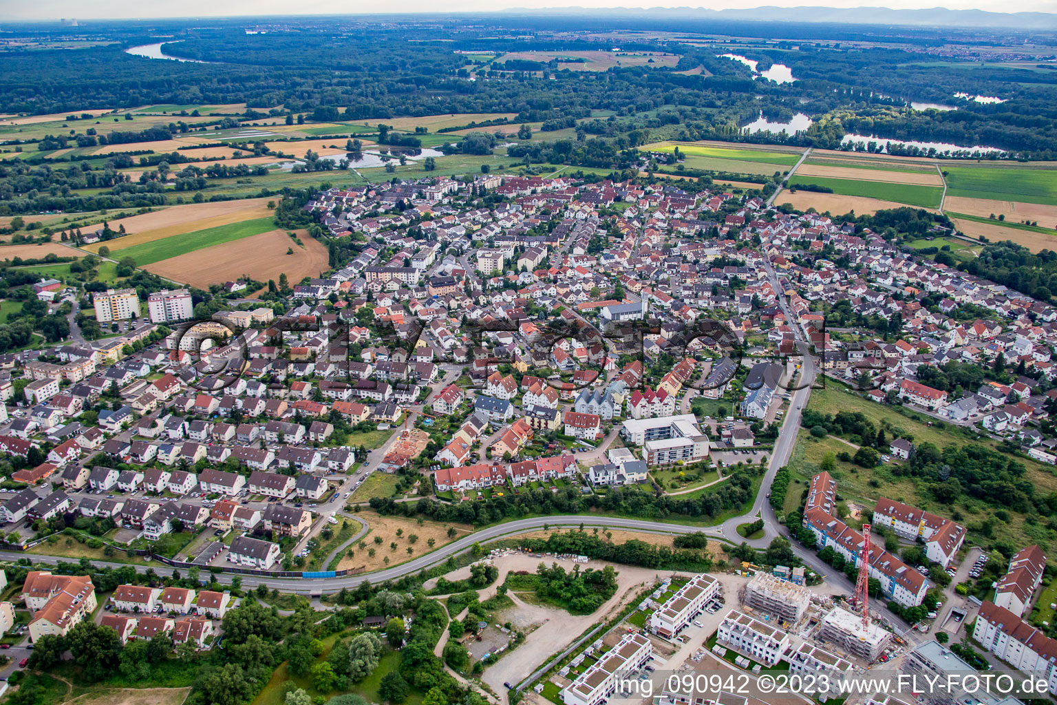 Vue aérienne de Rohrhof à Brühl dans le département Bade-Wurtemberg, Allemagne