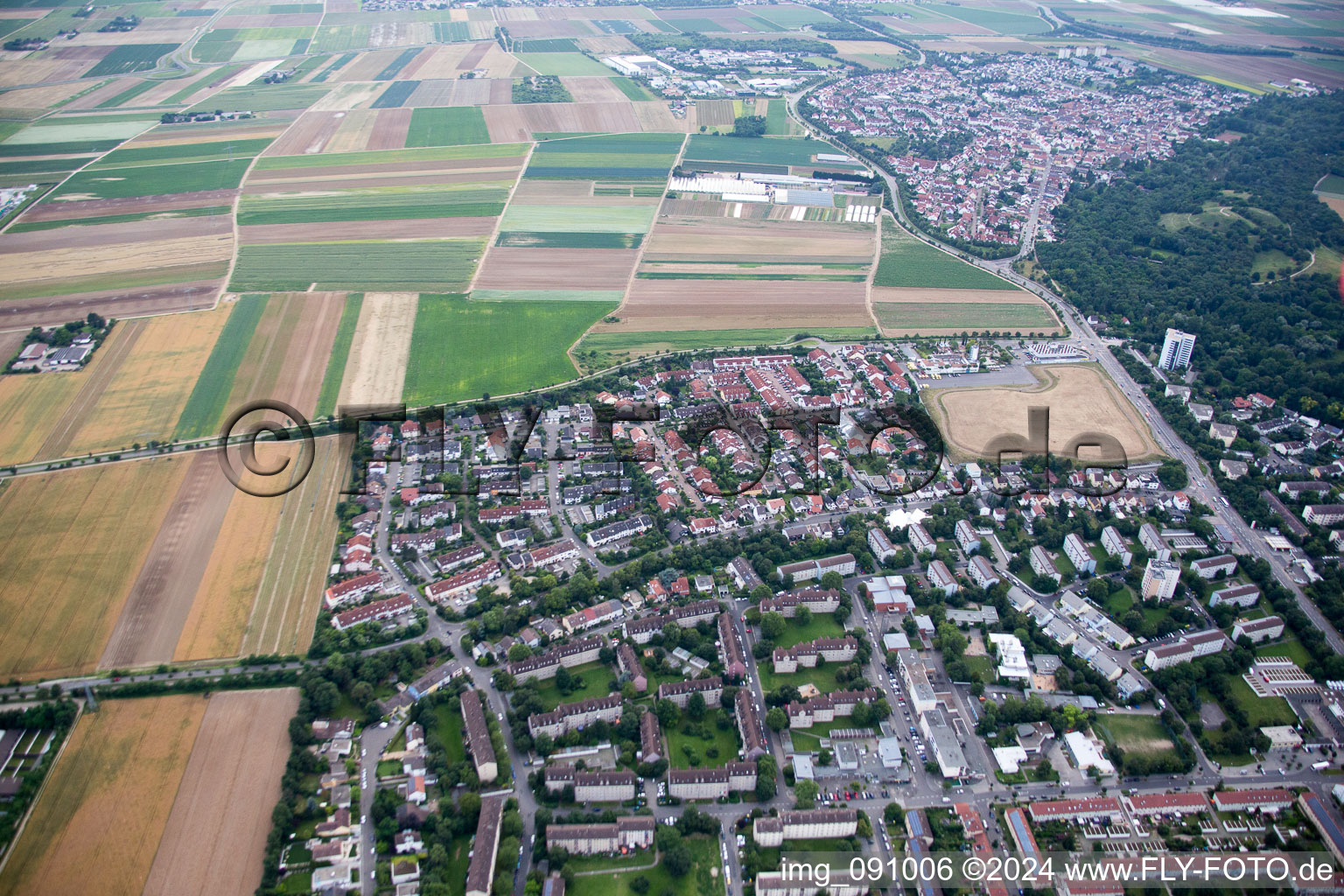 Vue aérienne de Quartier Gartenstadt in Ludwigshafen am Rhein dans le département Rhénanie-Palatinat, Allemagne