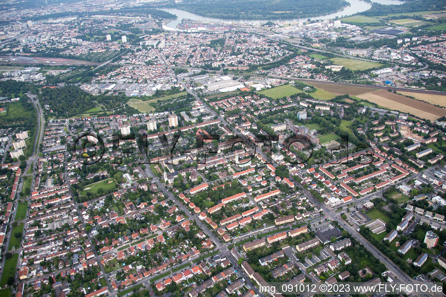Photographie aérienne de Quartier Gartenstadt in Ludwigshafen am Rhein dans le département Rhénanie-Palatinat, Allemagne