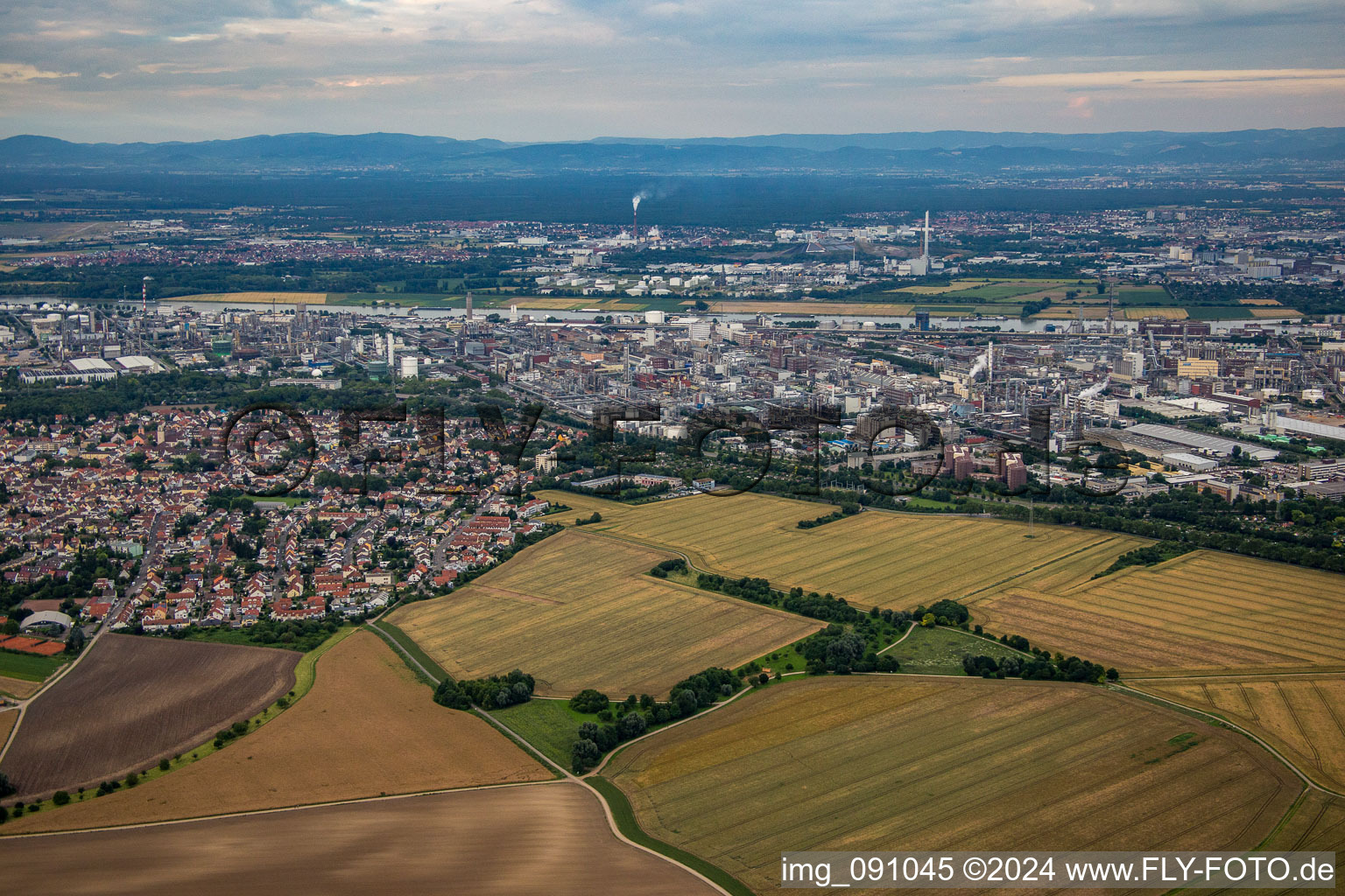 Quartier Oppau in Ludwigshafen am Rhein dans le département Rhénanie-Palatinat, Allemagne hors des airs