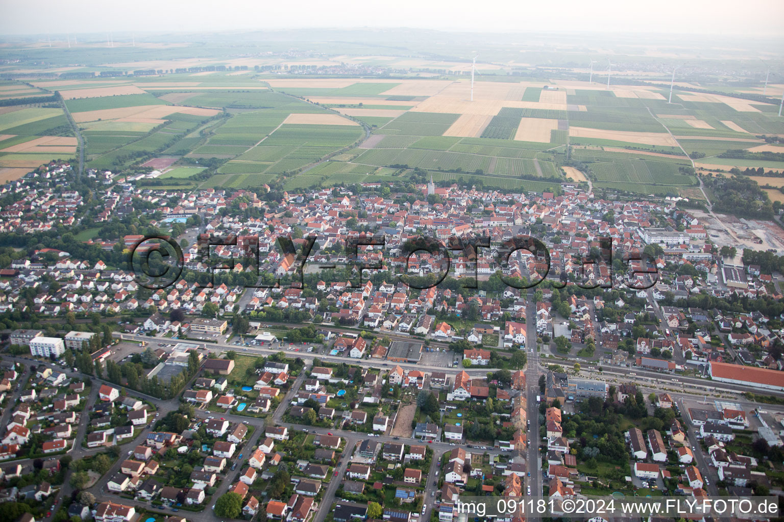 Vue aérienne de Quartier Pfeddersheim in Worms dans le département Rhénanie-Palatinat, Allemagne