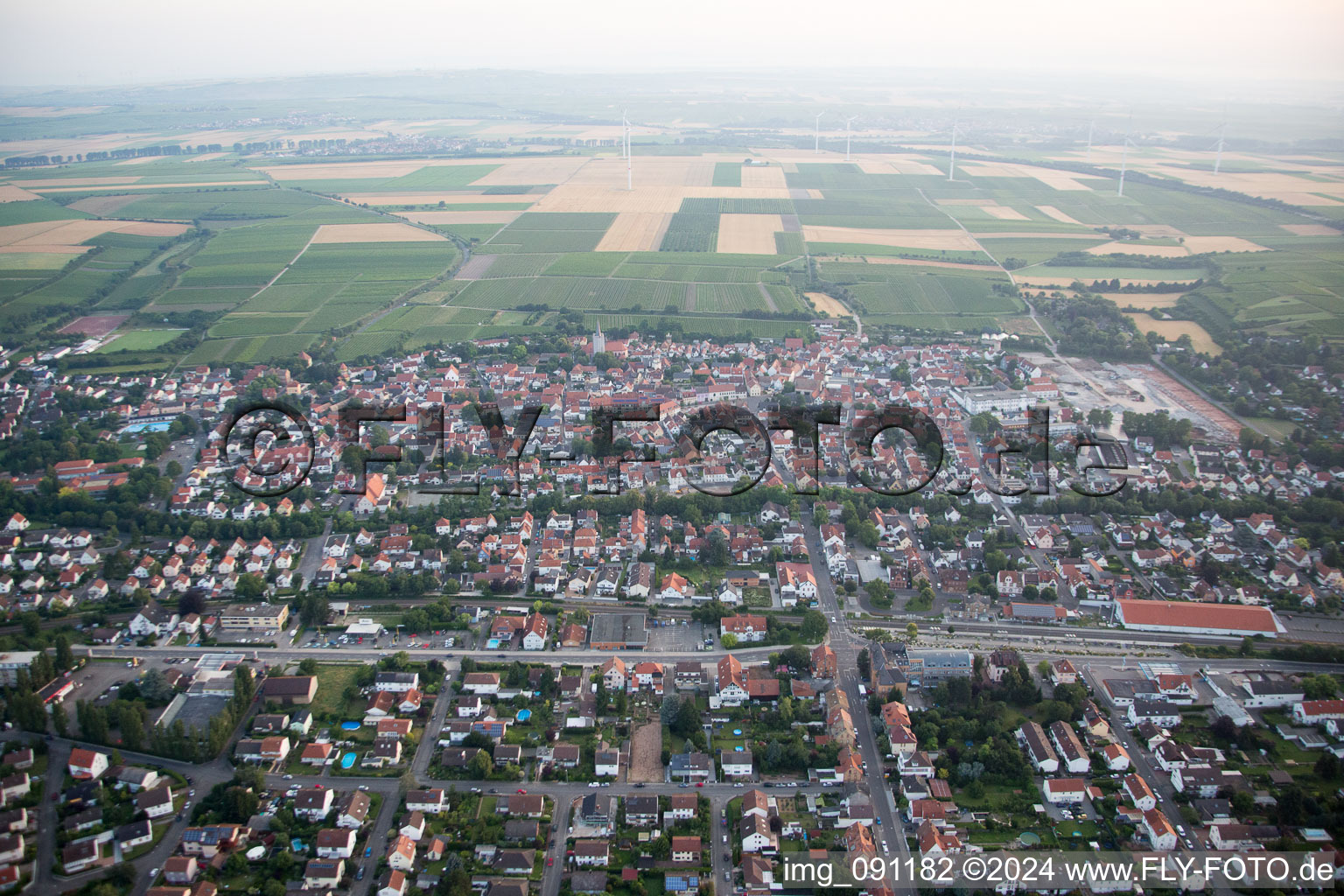 Vue aérienne de Quartier Pfeddersheim in Worms dans le département Rhénanie-Palatinat, Allemagne