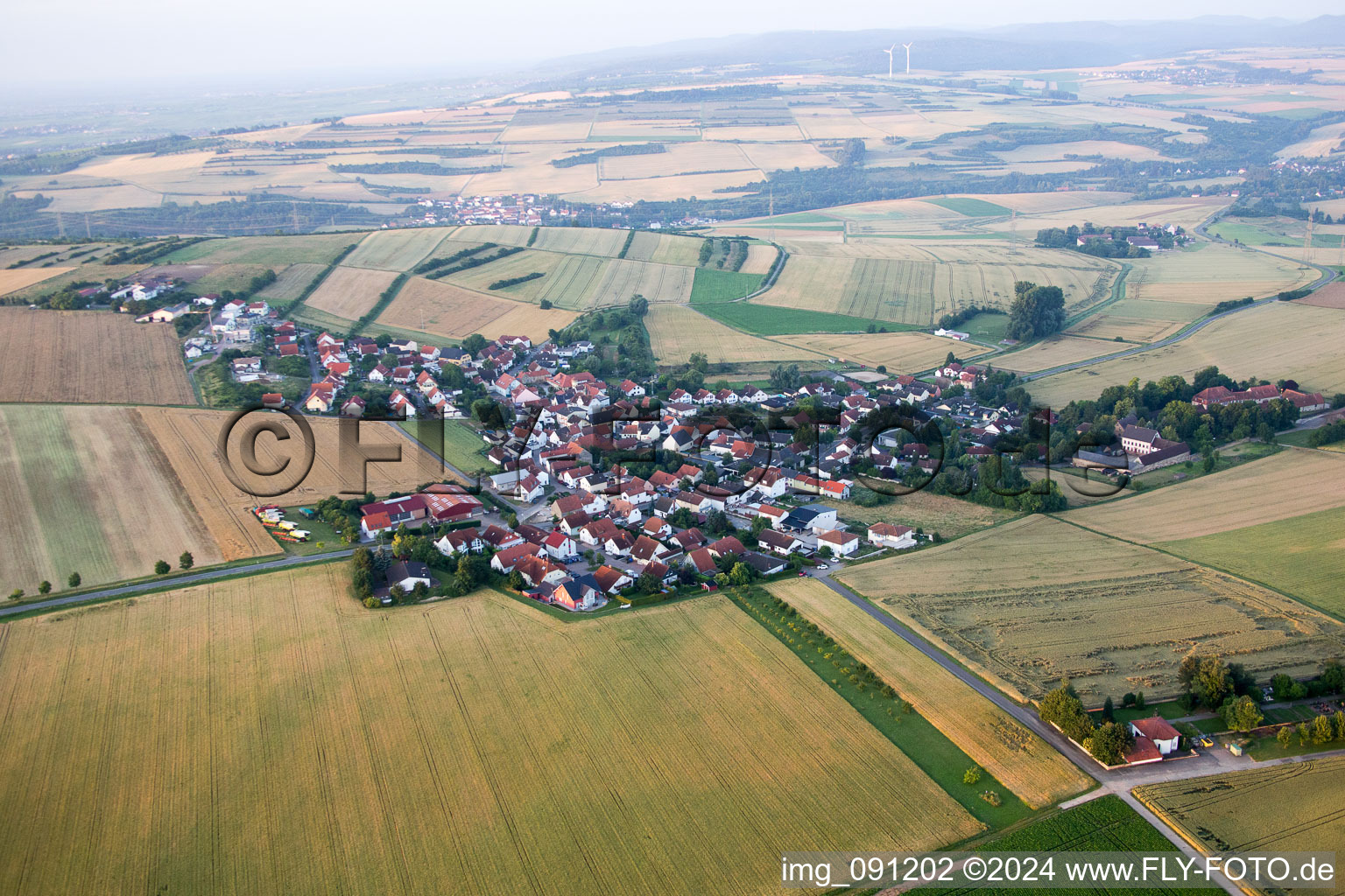 Vue oblique de Quirnheim dans le département Rhénanie-Palatinat, Allemagne